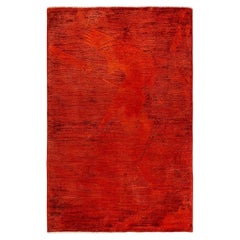 Tapis Contemporary en laine surteinte nouée à la main Orange