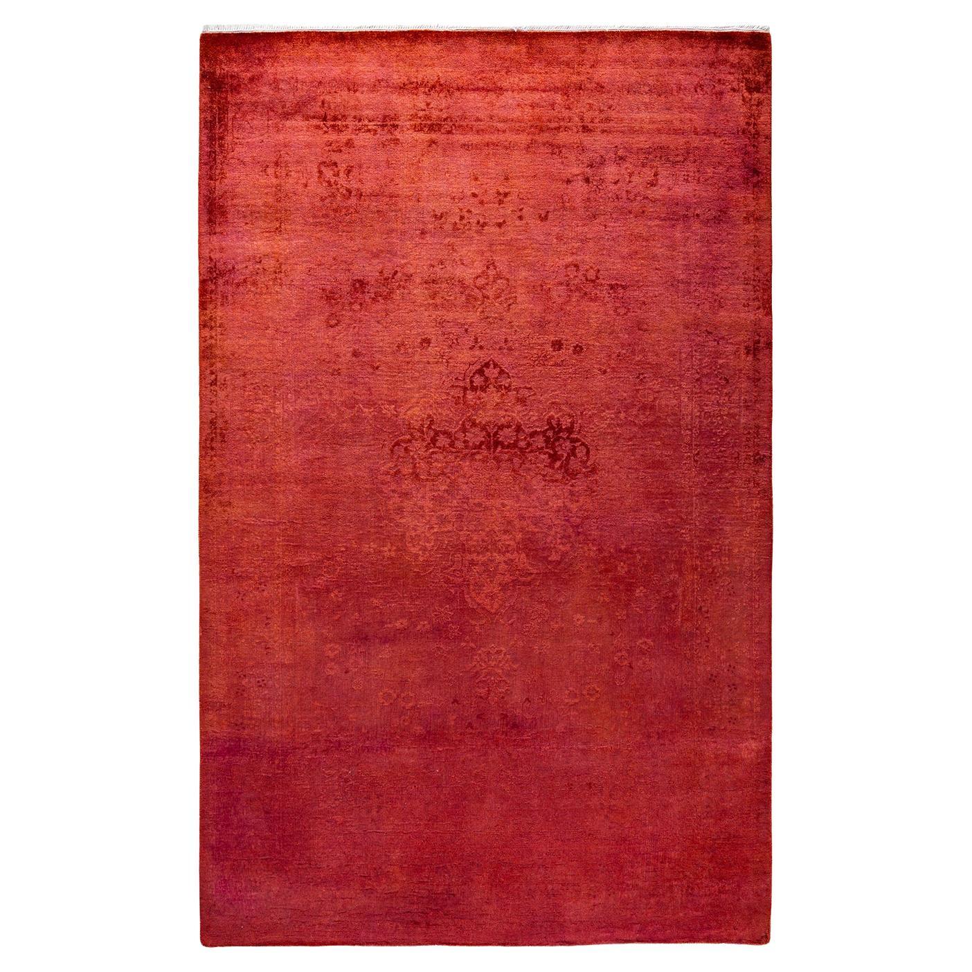 Tapis Contemporary en laine surteinte nouée à la main Orange
