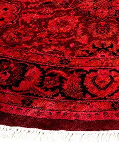 Contemporary Overdyed Hand Knotted Wool Orange Round Area Rugs (Tappeto tondo in lana)