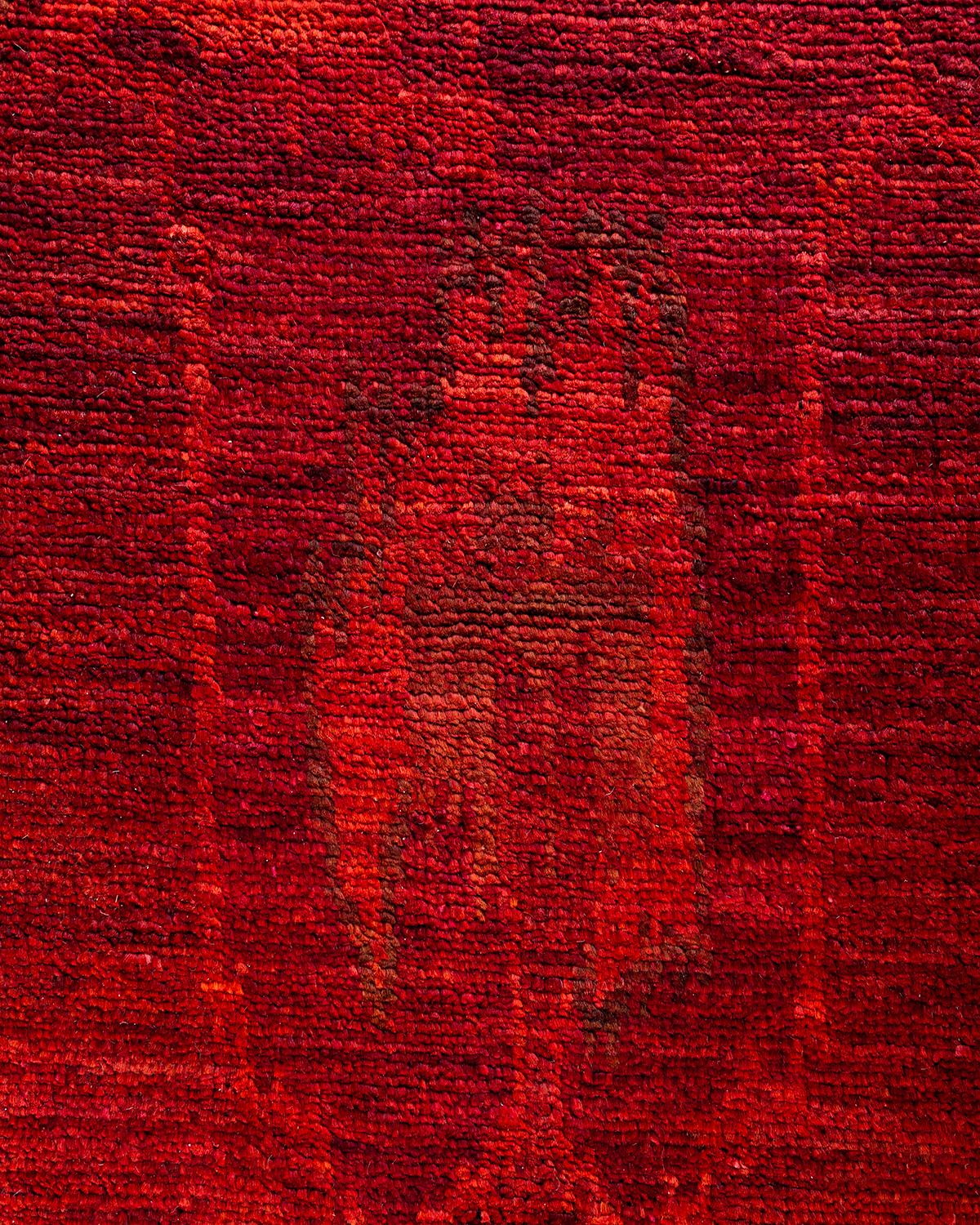 Pakistano Contemporary Runner Arancione in lana sovratinta annodata a mano 4' 9