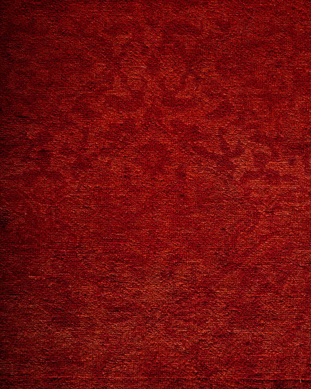 Traves de Mesa Contemporáneo Overdyed Hand Knotted Lana Naranja Pakistaní en venta