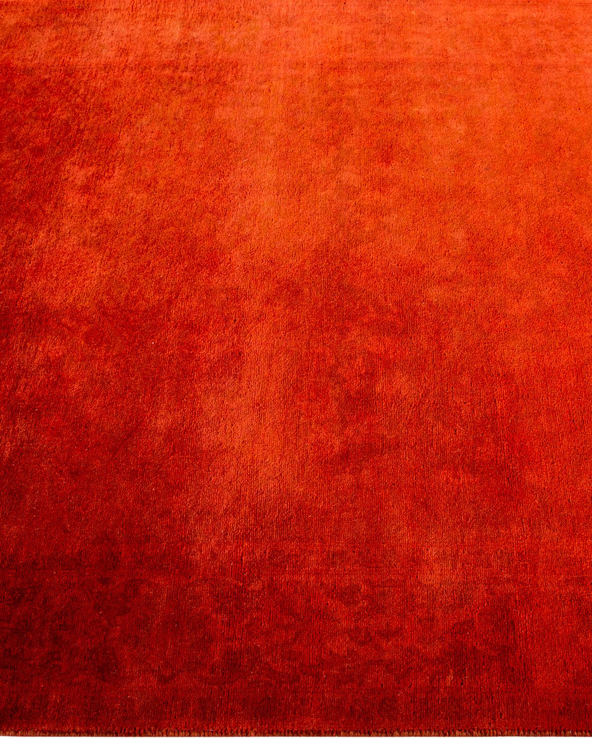 Chemin de table contemporain en laine surteinte nouée à la main orange Neuf - En vente à Norwalk, CT