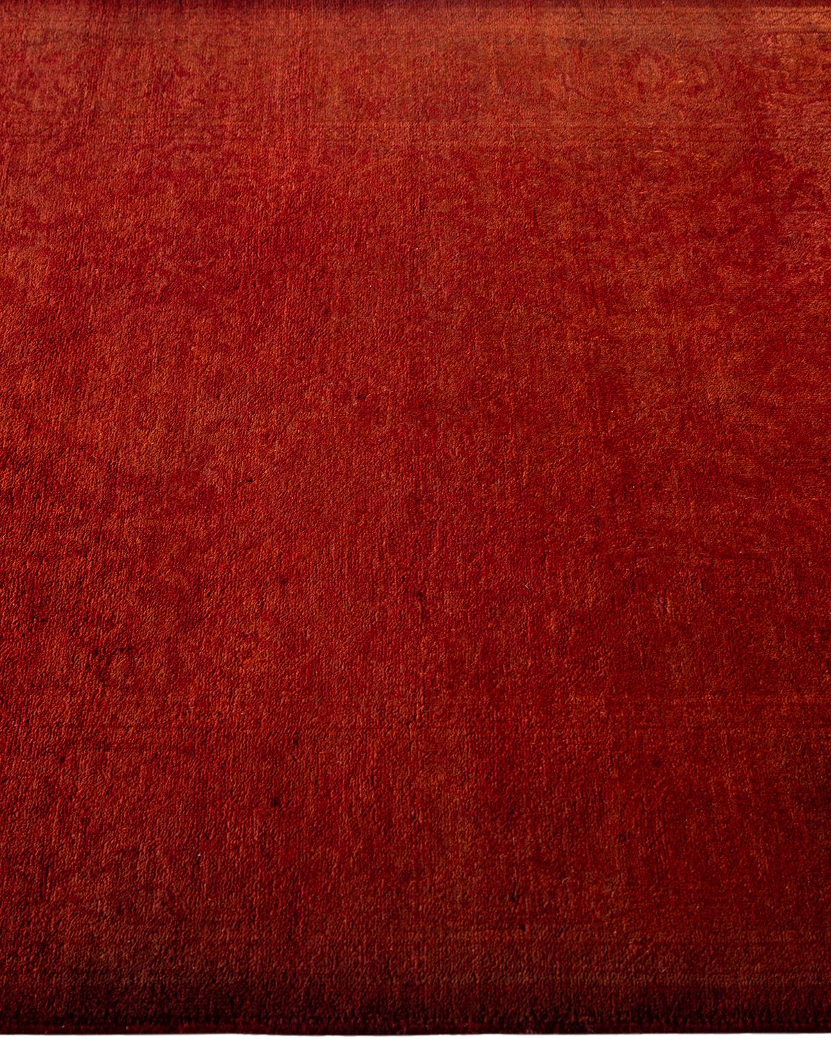Traves de Mesa Contemporáneo Overdyed Hand Knotted Lana Naranja en Nuevo estado para la venta en Norwalk, CT