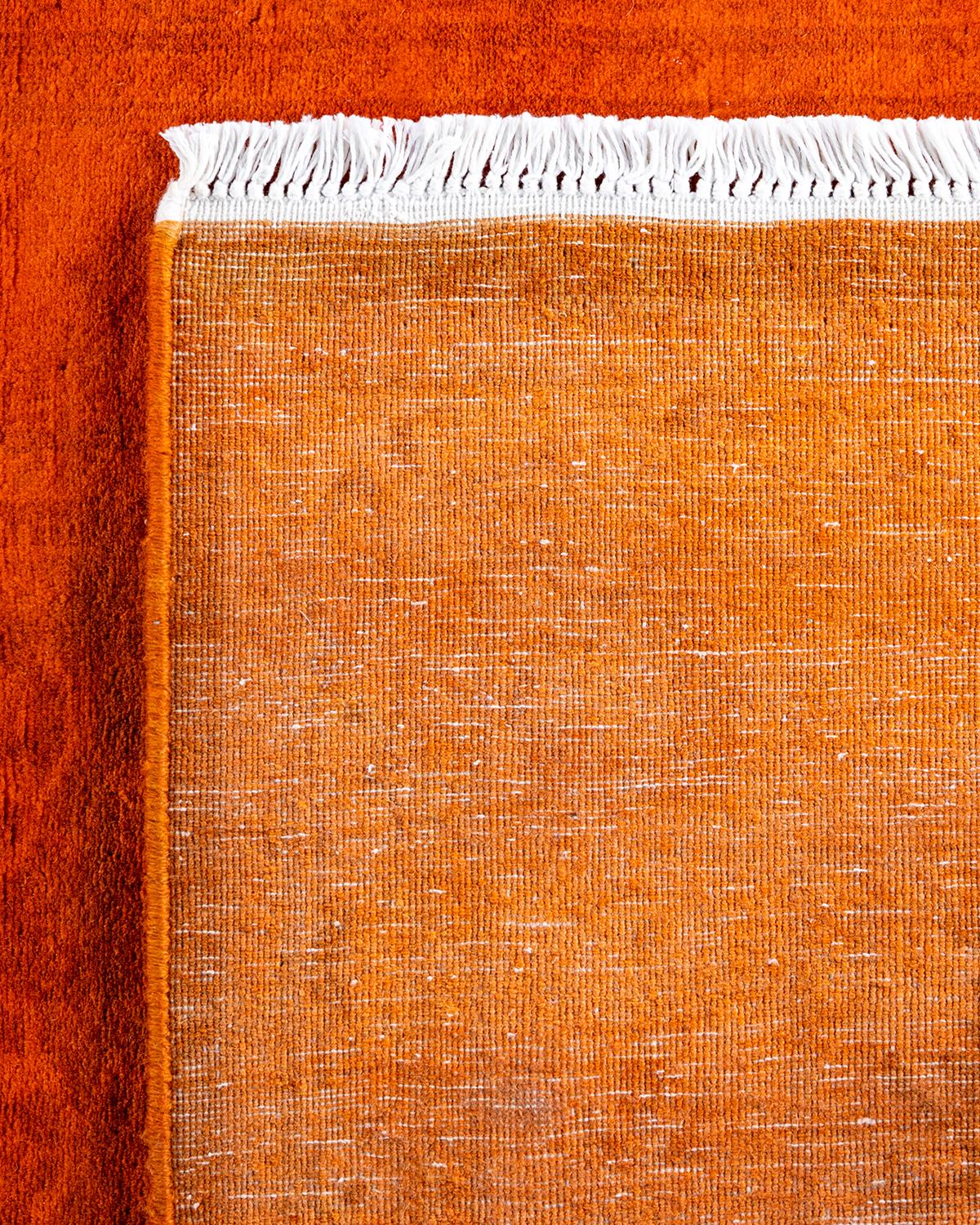 Traves de Mesa Contemporáneo Overdyed Hand Knotted Lana Naranja Siglo XXI y contemporáneo en venta