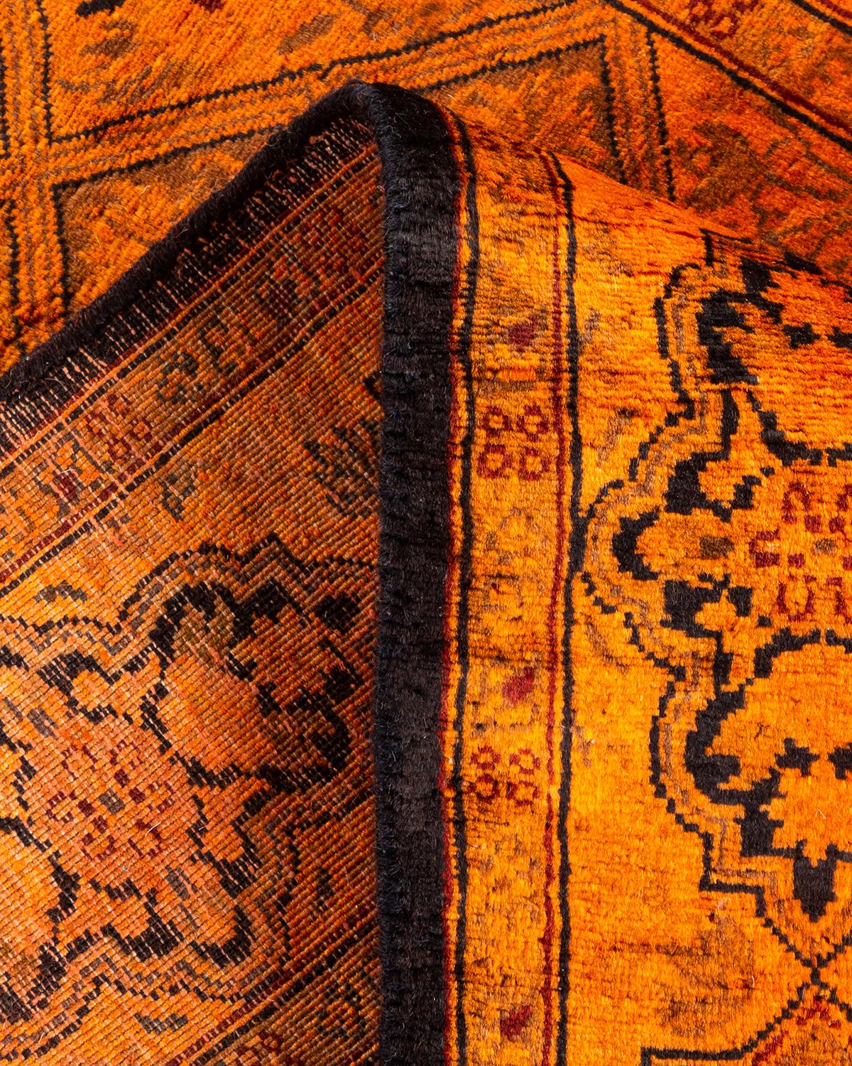 Contemporary Overdyed Hand Knotted Wool Orange Runner (Wolle) im Angebot