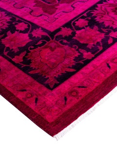 Contemporary Overdyed Hand Knotted Wool Pink Area Rug 10' 2" x 13' 10"