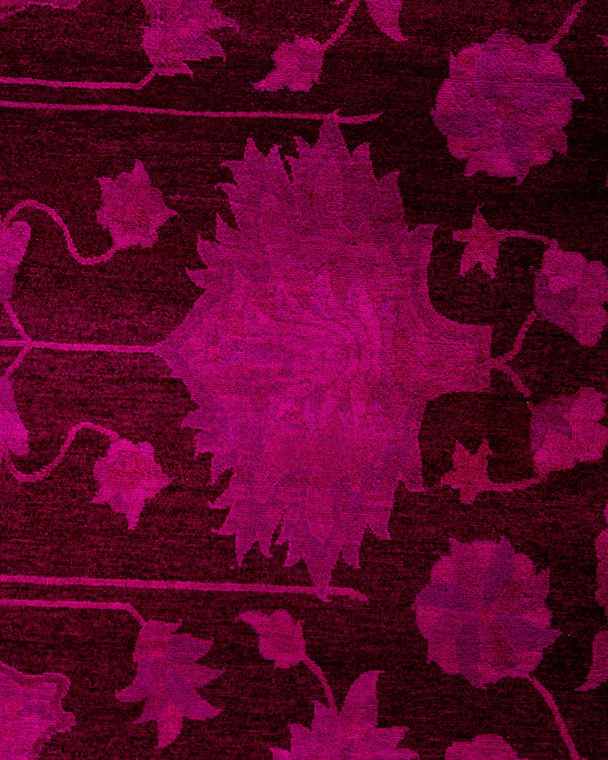 Pakistanais Contemporary Overdyed Hand Knotsted Wool Pink Area Rug 10' 2