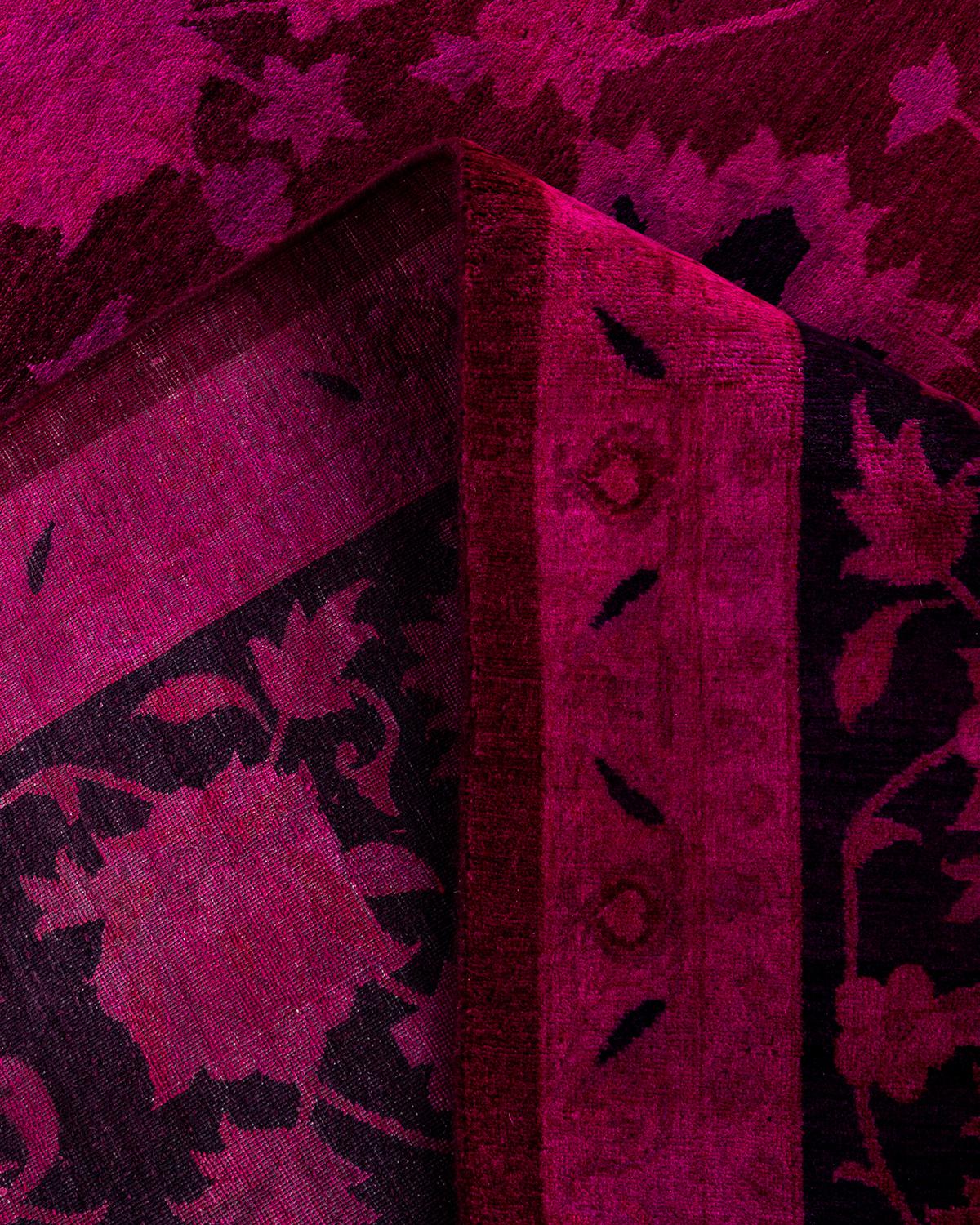 Laine Contemporary Overdyed Hand Knotsted Wool Pink Area Rug 10' 2