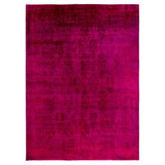 Contemporary Overdyed Hand Knotted Wool Pink Area Rug 10
 2" x 14
 2"