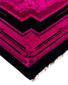 Contemporary Overdyed Hand Knotted Wool Pink Area Rug 10' 3" x 14' 7"