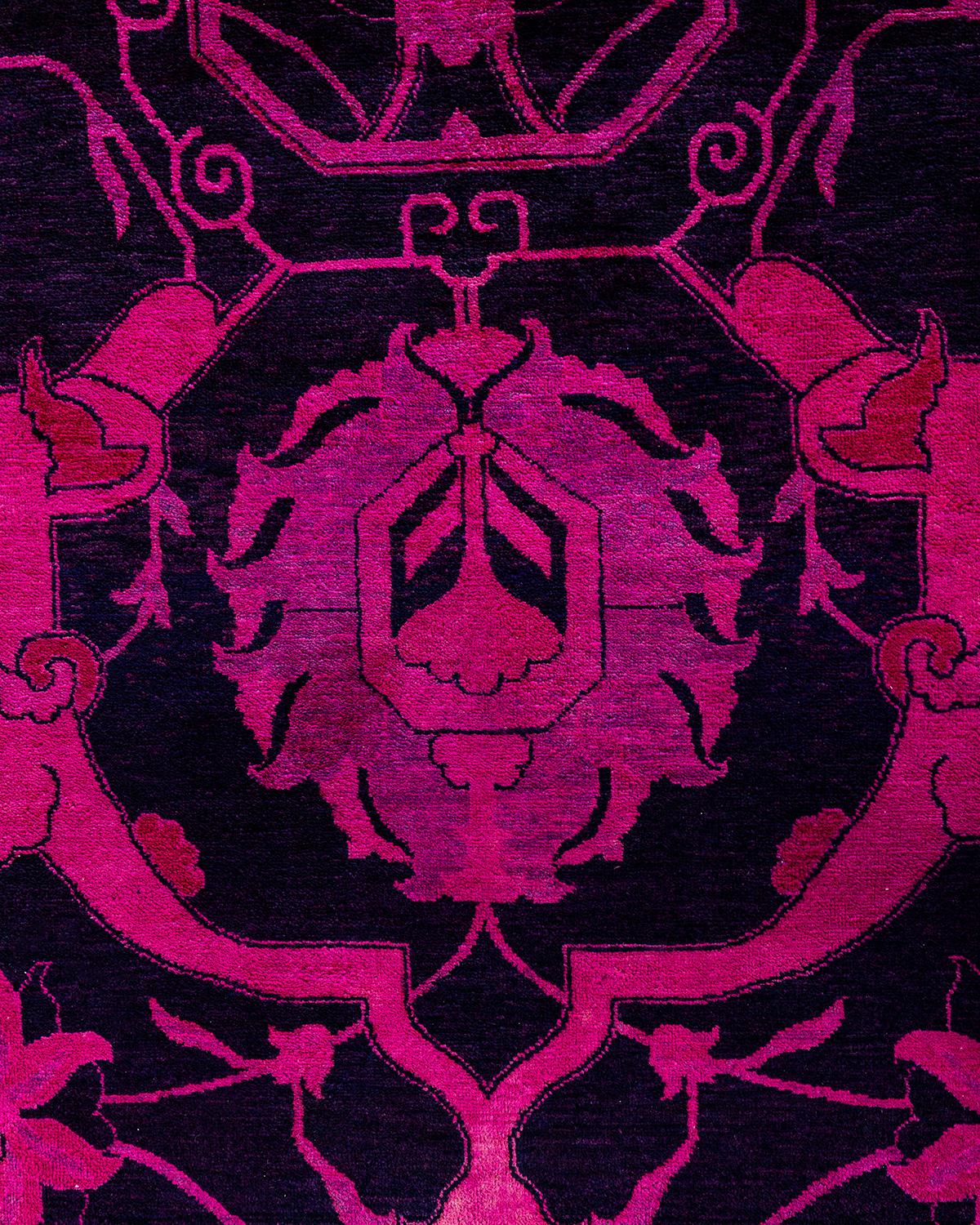 Pakistani Contemporary Overdyed Hand Knotted Wool Pink Area Rug 12' 0
