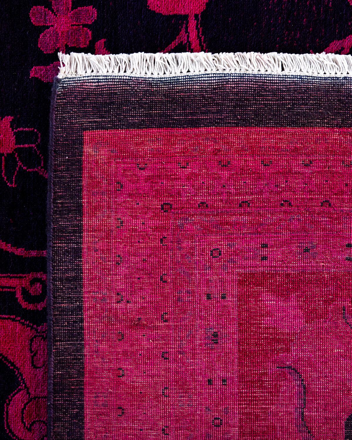Contemporary Overdyed Hand Knotted Wool Pink Area Rug 12' 0