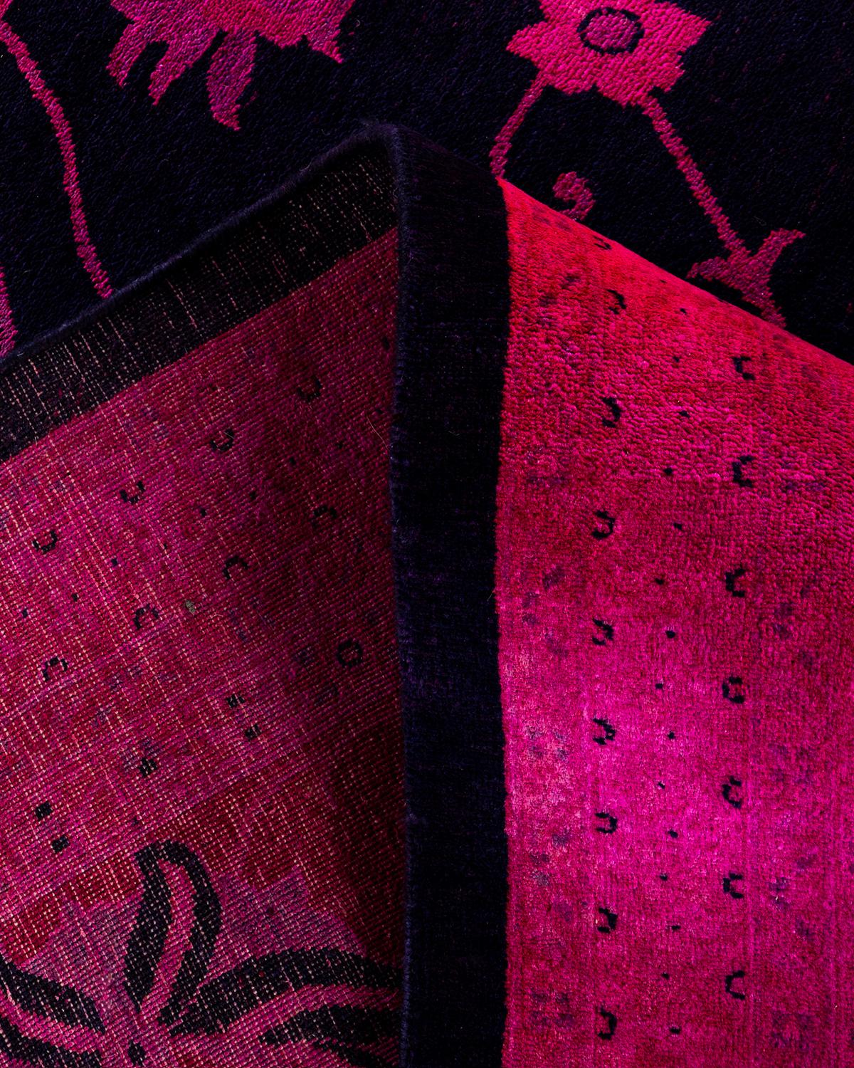 Contemporary Overdyed Hand Knotted Wool Pink Area Rug 12' 0
