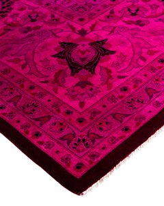 Contemporary Overdyed Hand Knotted Wool Pink Area Rug 12' 0" x 18' 2"