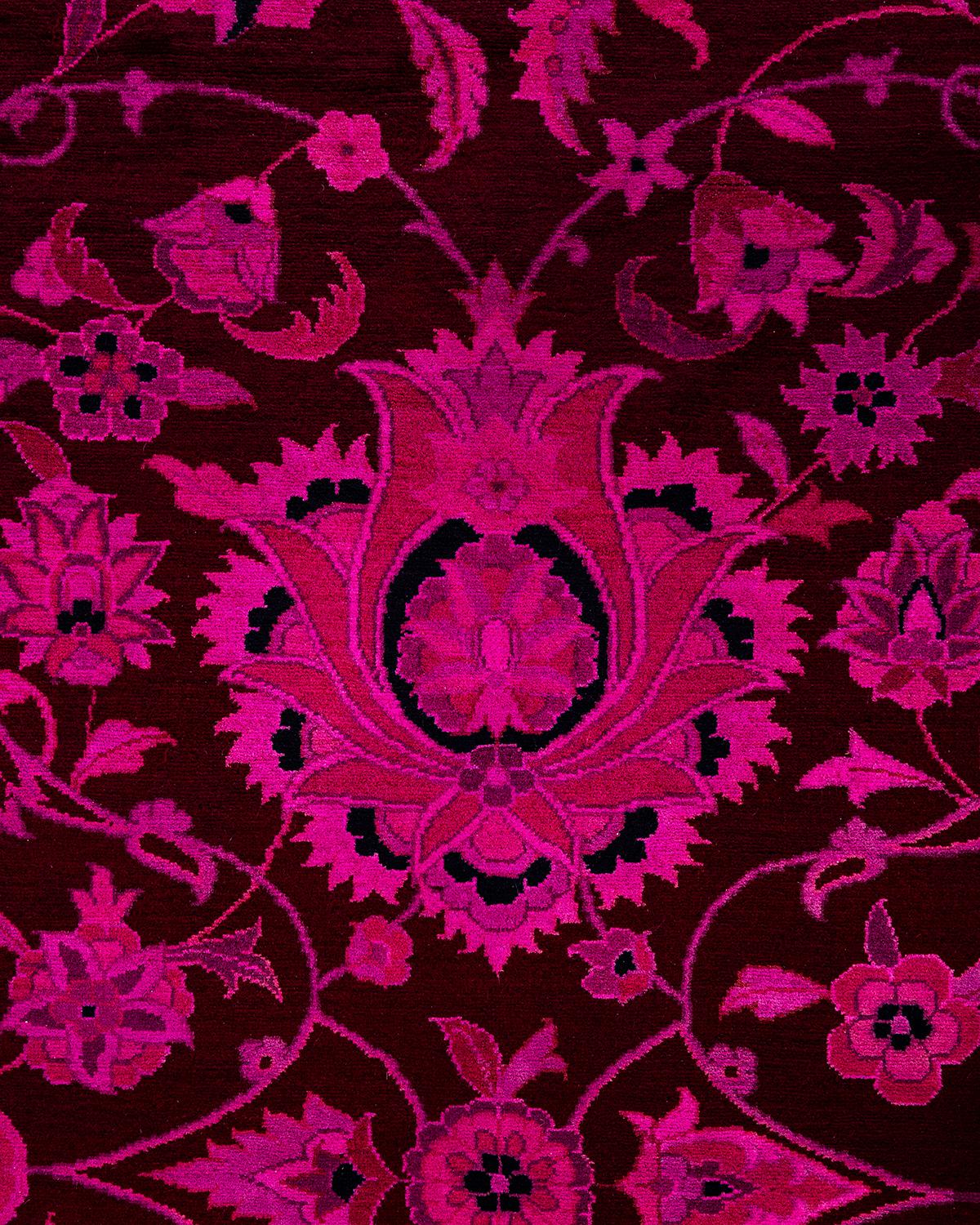 Pakistani Contemporary Overdyed Hand Knotted Wool Pink Area Rug 12' 0