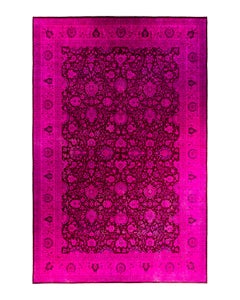 Contemporary Overdyed Hand Knotted Wool Pink Area Rug 12' 0" x 18' 2"