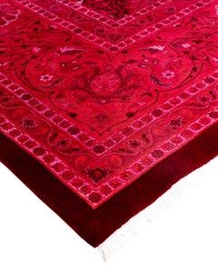 Contemporary Overdyed Hand Knotted Wool Pink Area Rug 12' 0" x 18' 8"