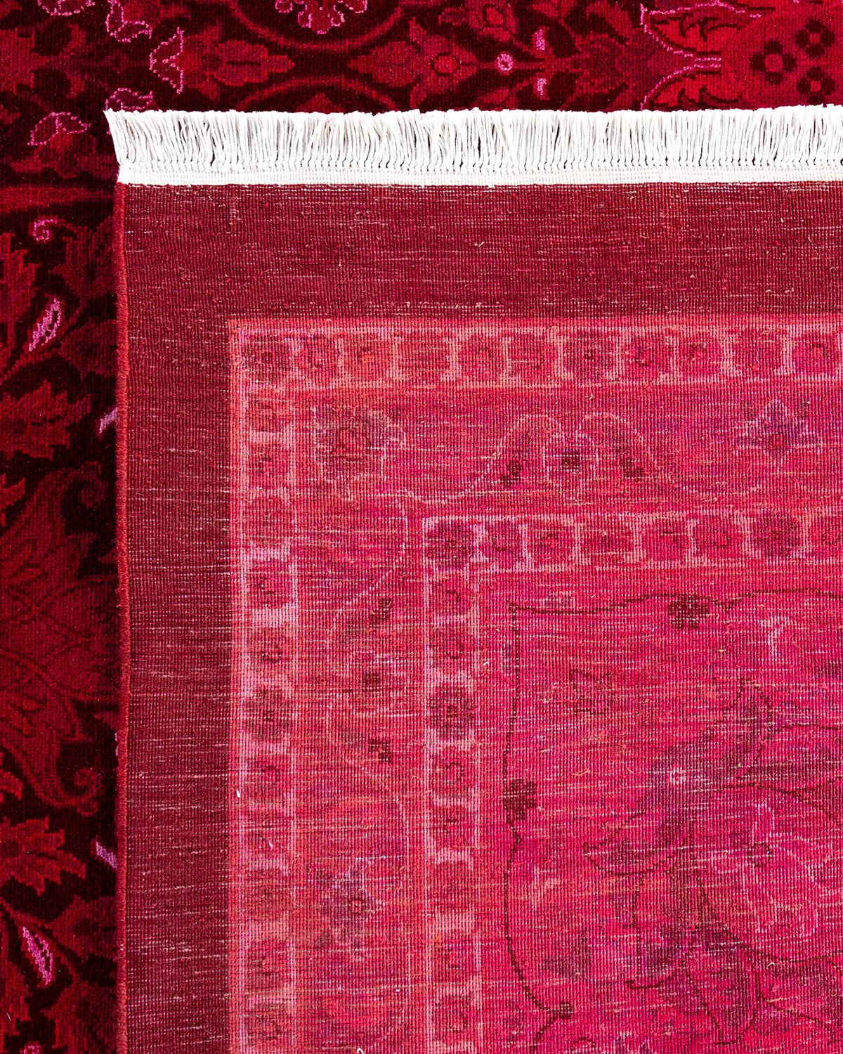 Contemporary Overdyed Hand Knotted Wool Pink Area Rug 12' 0