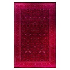 Contemporary Overdyed Hand Knotted Wool Pink Area Rug 12' 0" x 18' 8"