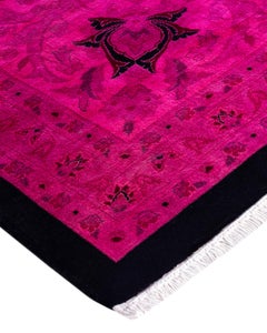 Contemporary Overdyed Hand Knotted Wool Pink Area Rug 12' 2" x 18' 5"