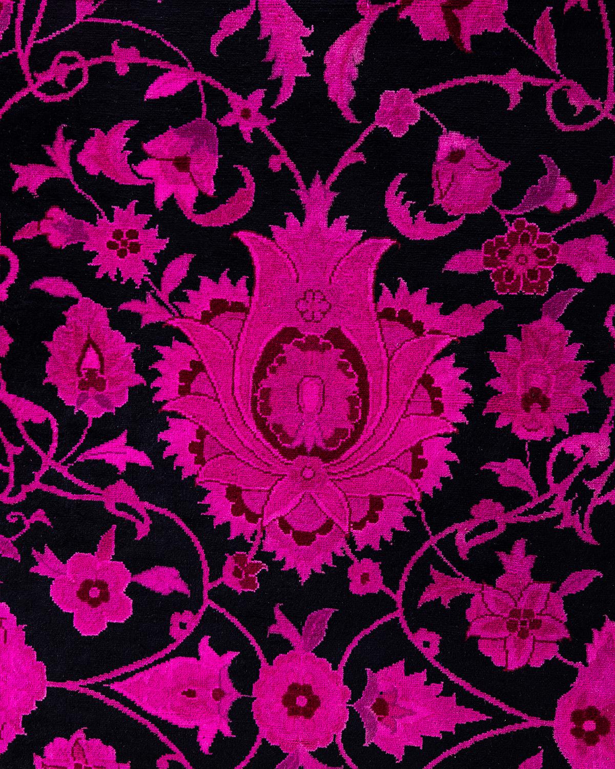 Pakistano Contemporary Overdyed Hand Knots Rugs (Tappeto di lana rosa) 12' 2