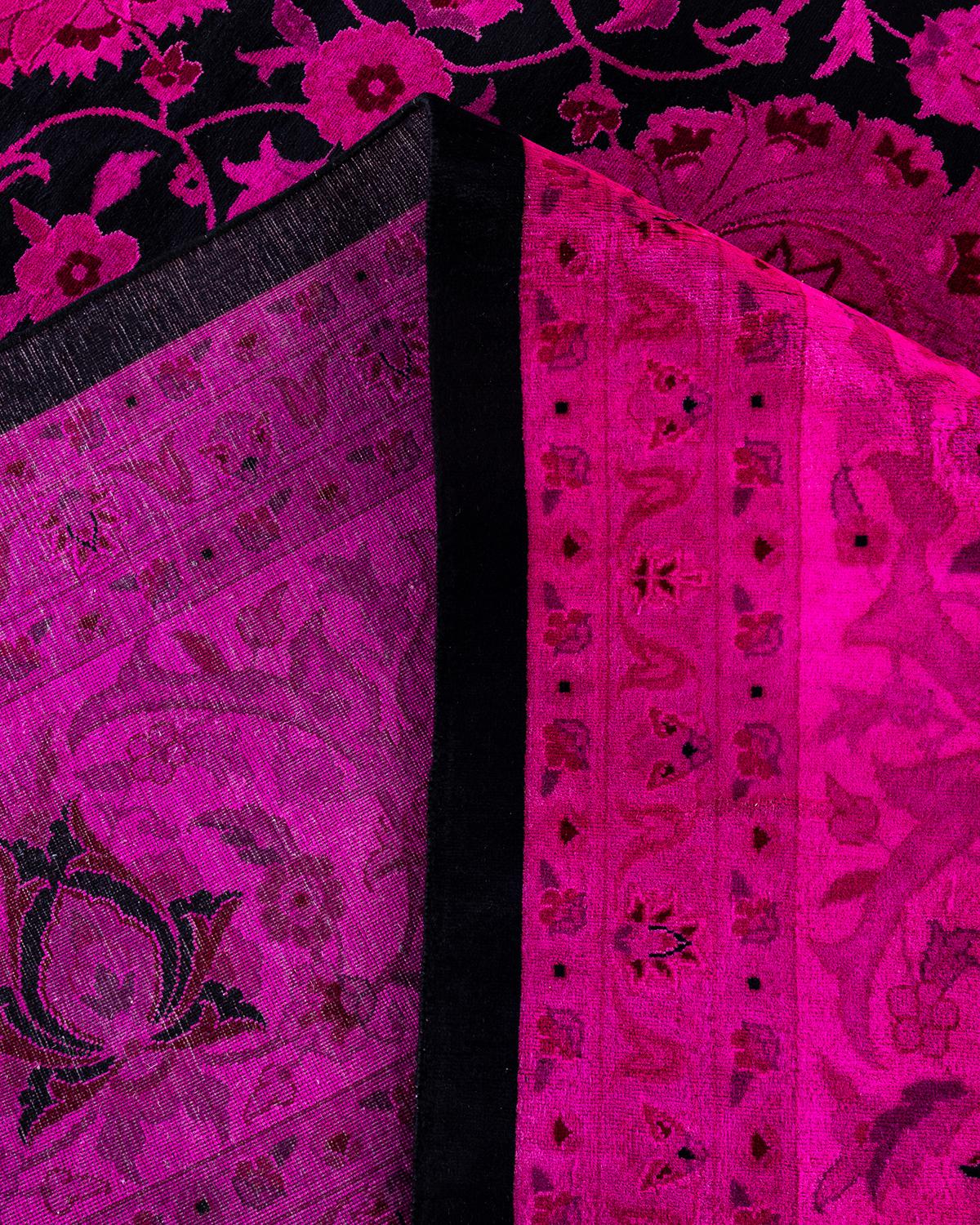Lana Contemporary Overdyed Hand Knots Rugs (Tappeto di lana rosa) 12' 2