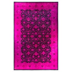 Contemporary Overdyed Hand Knotted Wool Pink Area Rug 12' 2" x 18' 5"