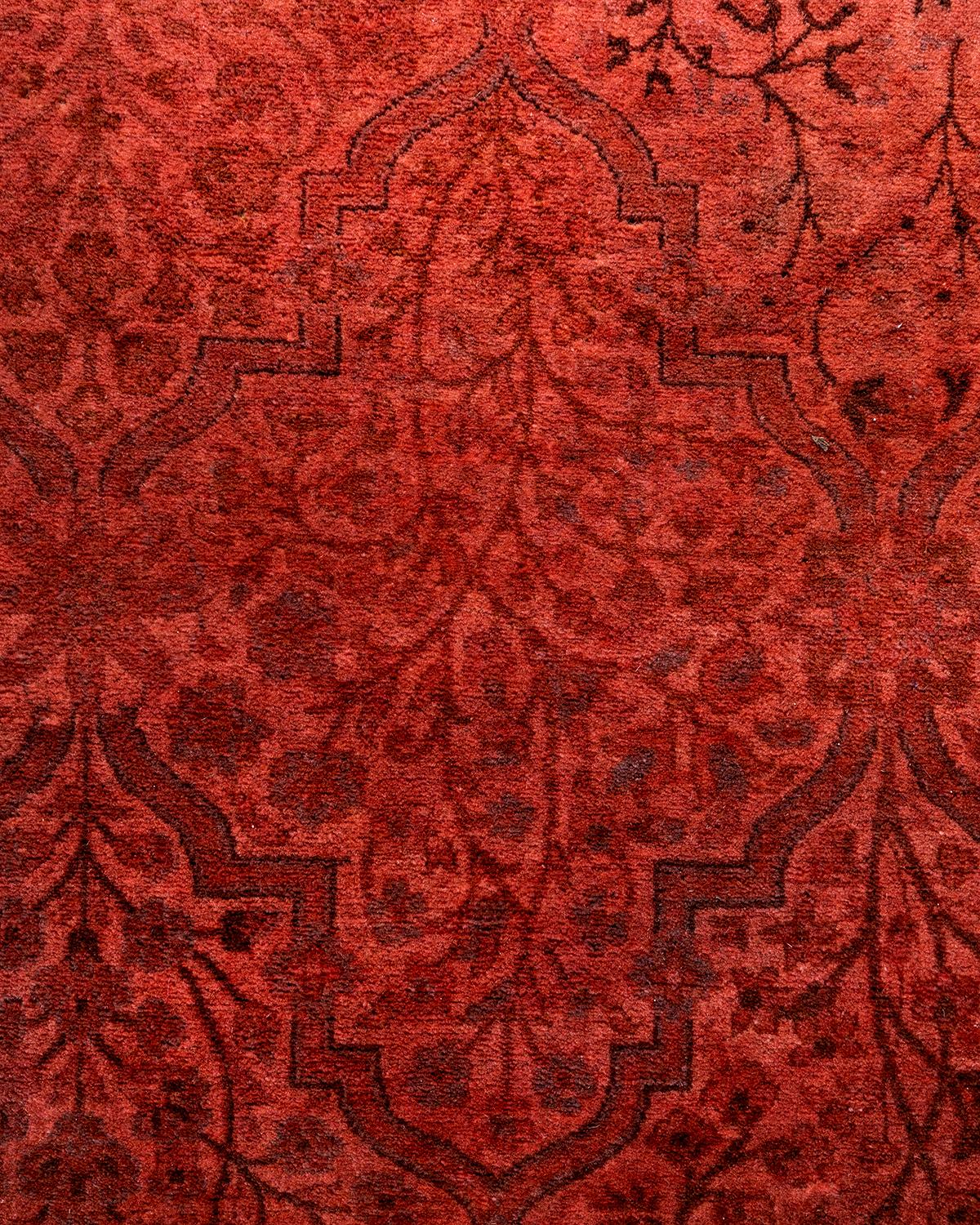 Zeitgenössische Overdyed handgeknüpfte Wolle rosa Bereich Teppich 3' 3