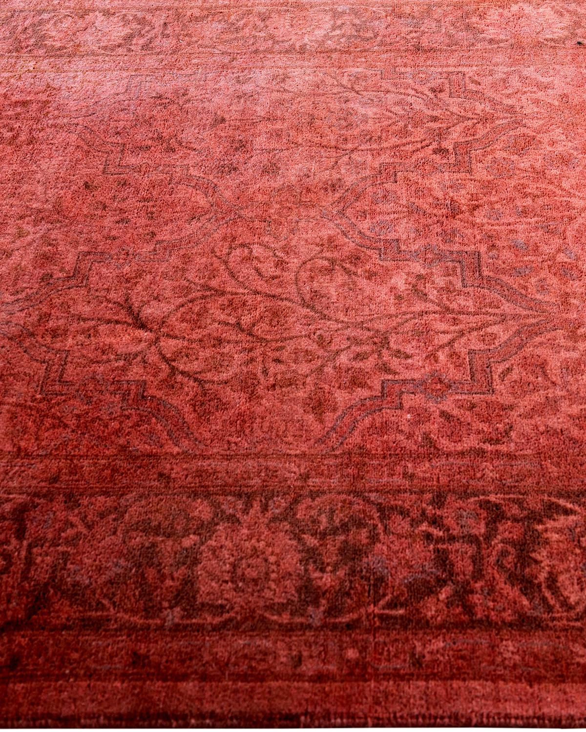 Zeitgenössische Overdyed handgeknüpfte Wolle rosa Bereich Teppich 3' 3