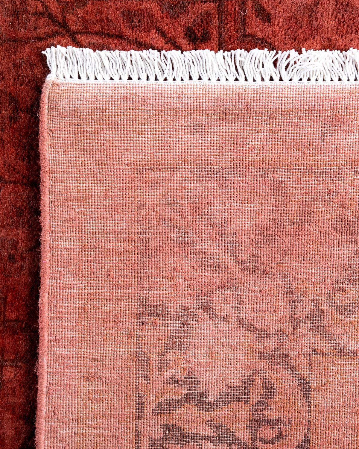 Zeitgenössische Overdyed handgeknüpfte Wolle rosa Bereich Teppich 3' 3