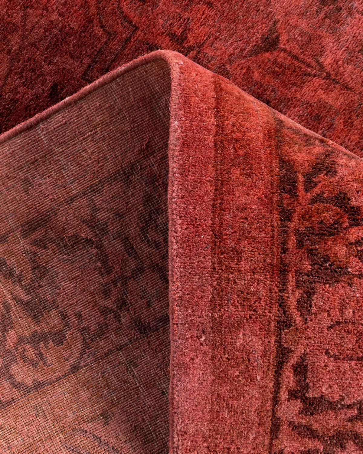 Zeitgenössische Overdyed handgeknüpfte Wolle rosa Bereich Teppich 3' 3