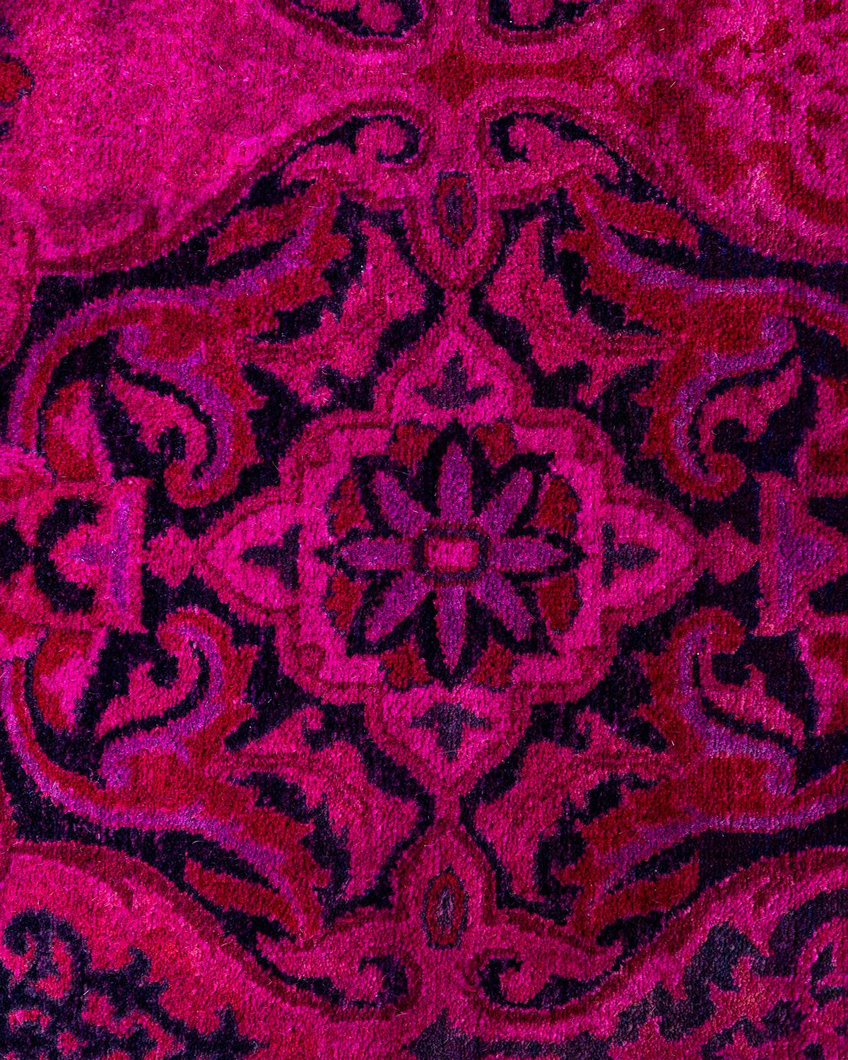 Alfombra de lana teñida a mano de color rosa 4' 1