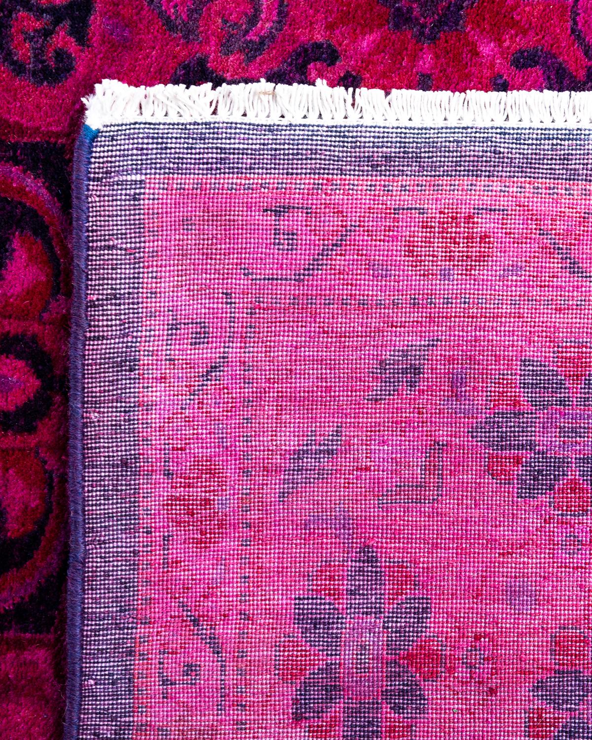 Alfombra de lana teñida a mano de color rosa 4' 1