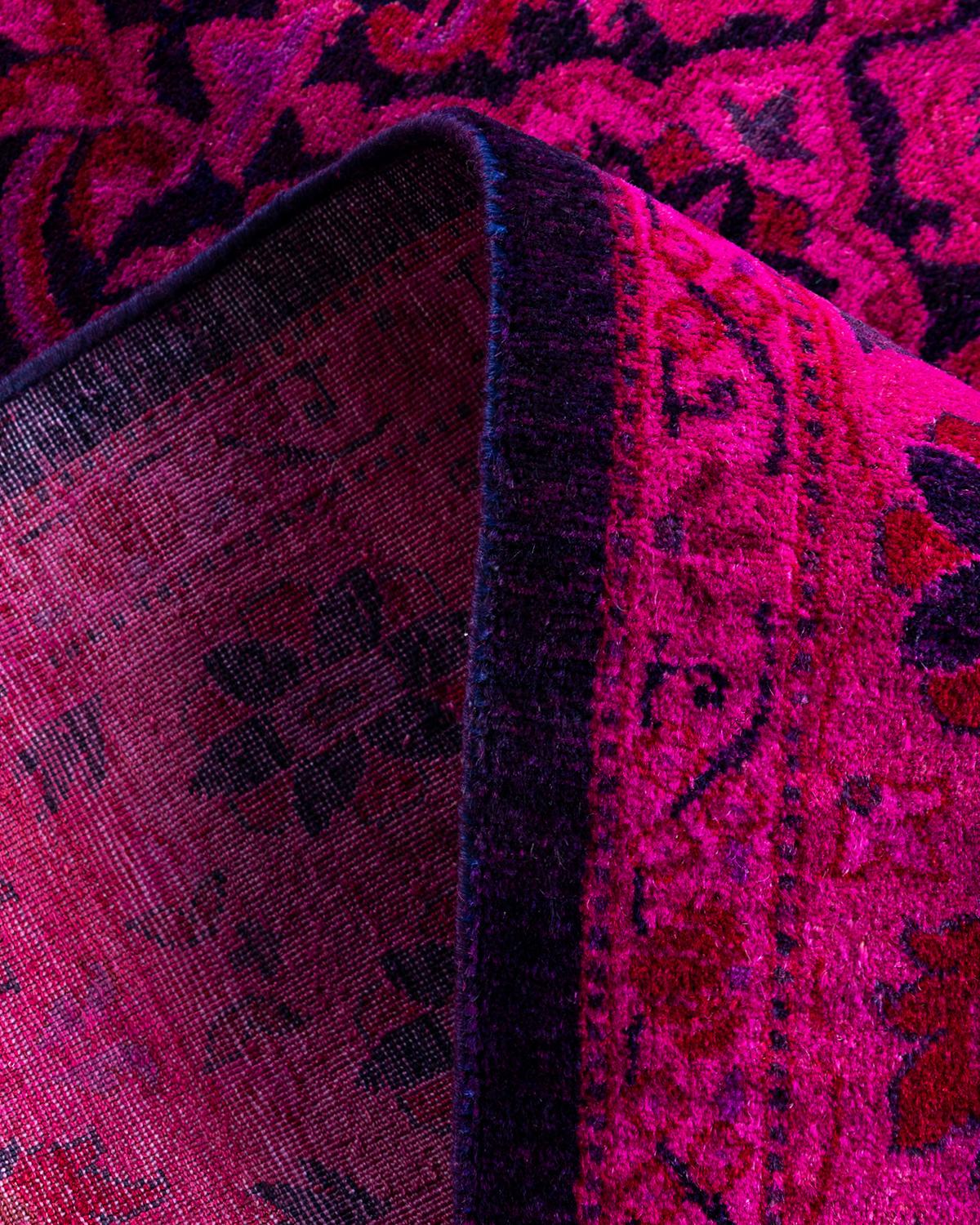 Alfombra de lana teñida a mano de color rosa 4' 1