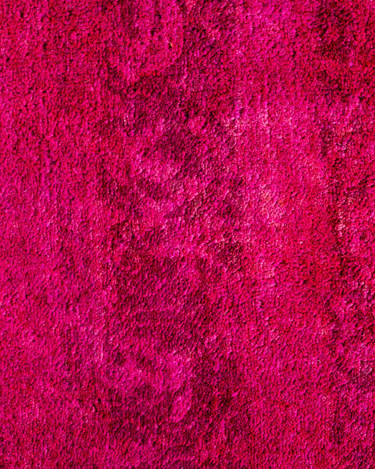 Pakistani Contemporary Overdyed Hand Knotted Wool Pink Area Rug 4' 1