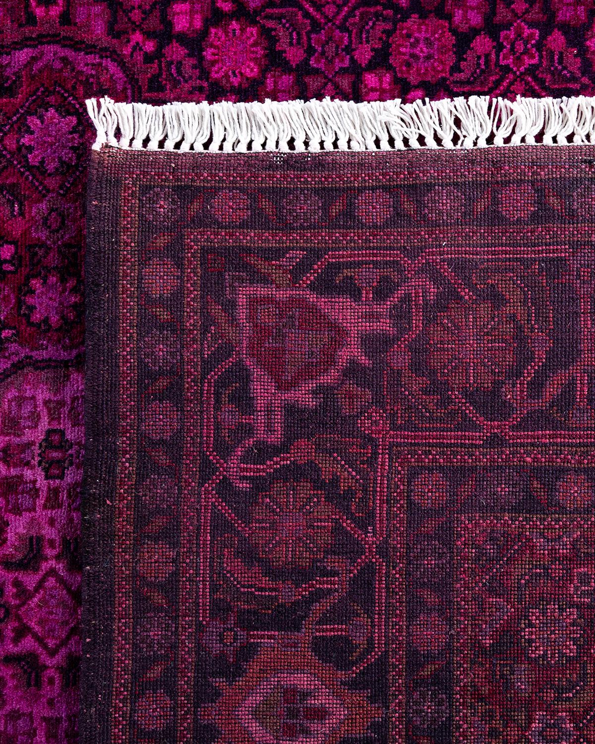 Contemporary Overdyed Hand Knotted Wool Pink Area Rug 4' 10