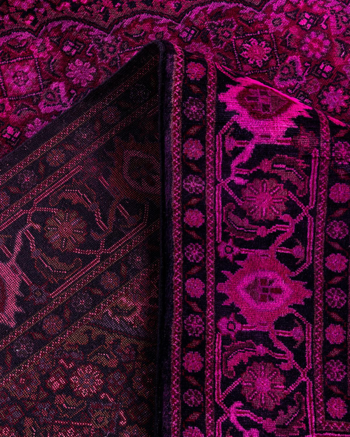 Contemporary Overdyed Hand Knotted Wool Pink Area Rug 4' 10