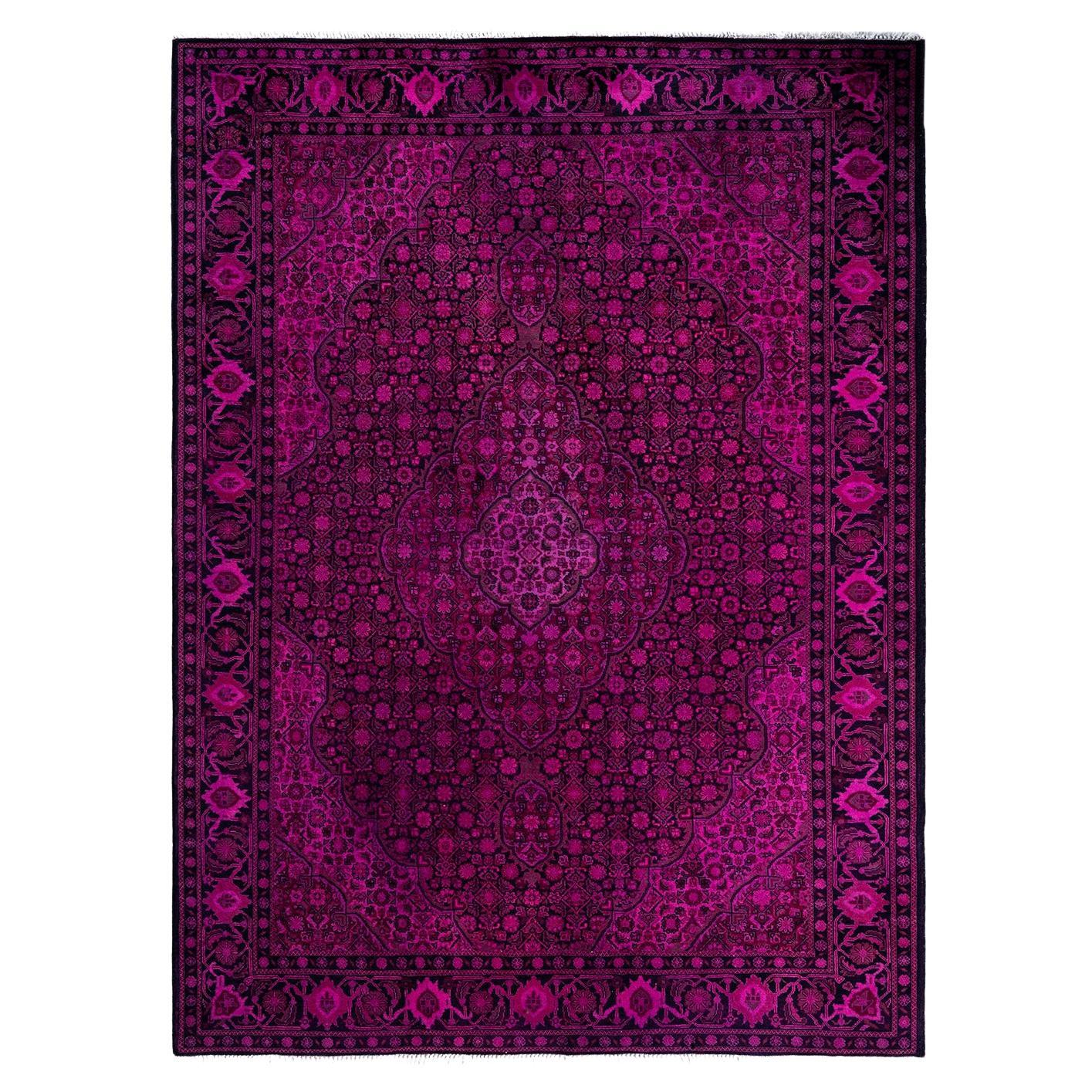 Contemporary Overdyed Hand Knotted Wool Pink Area Rug 4' 10" x 6' 6"