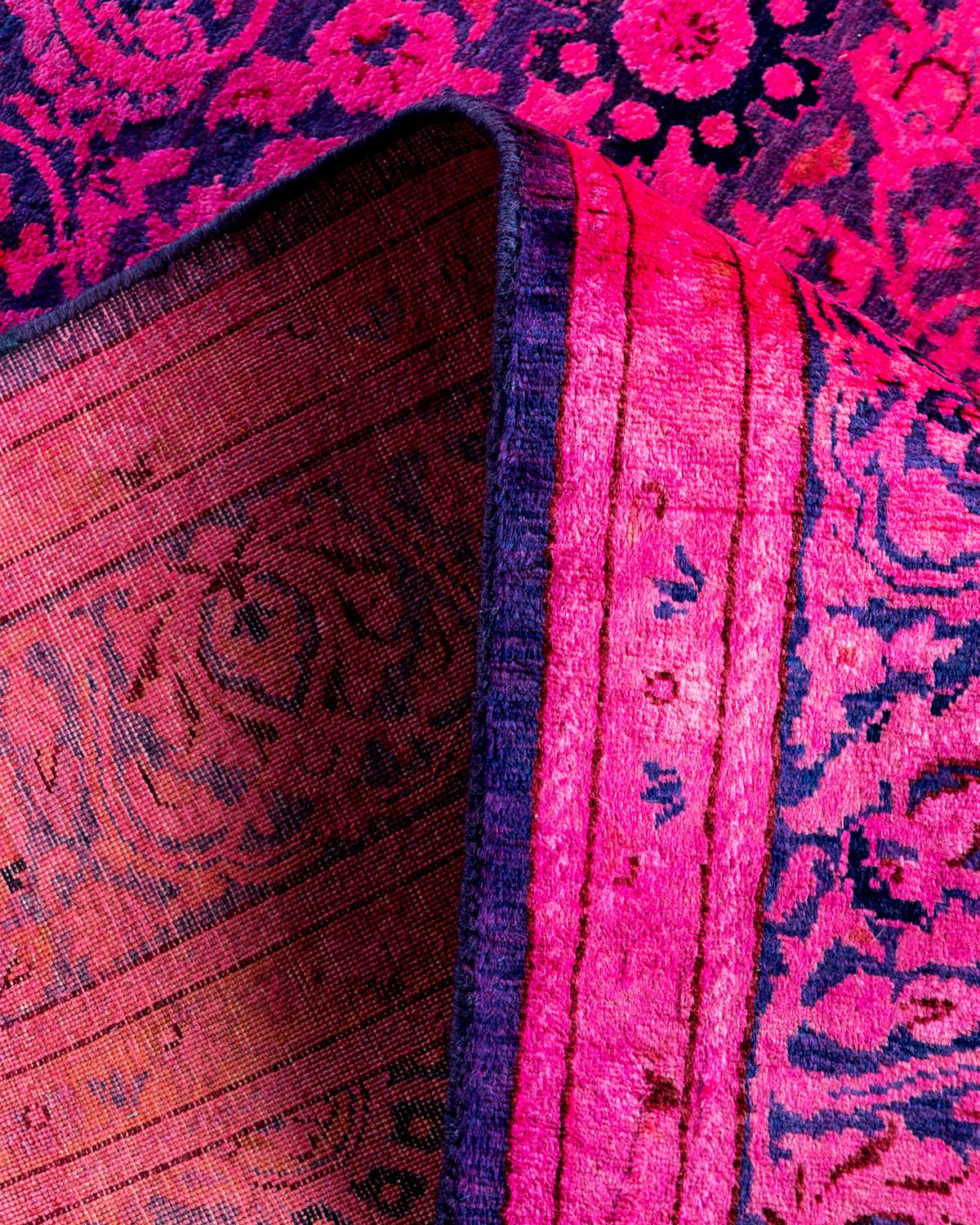 Laine Contemporary Overdyed Hand Knotsted Wool Pink Area Rug 4' 2