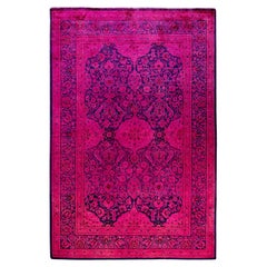 Contemporary Overdyed Hand Knotted Wool Pink Area Rug 4' 2" x 6' 3"