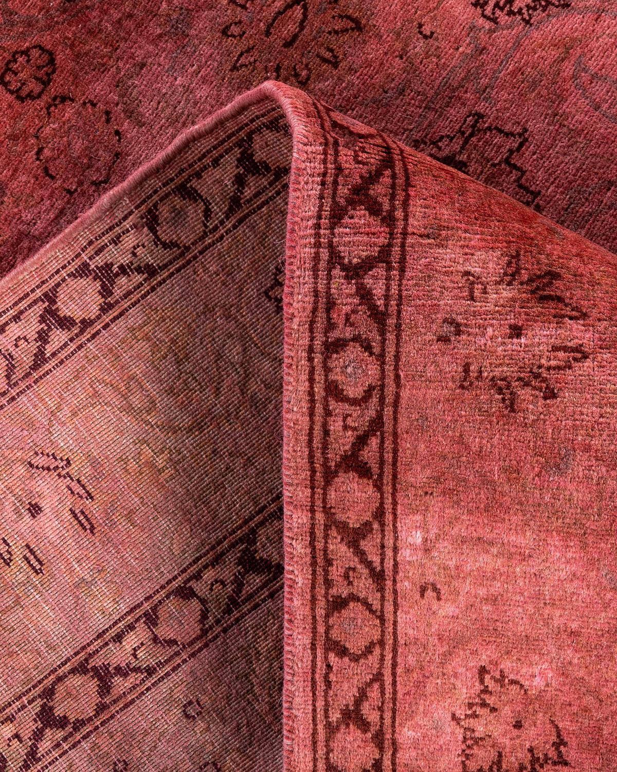 Laine Contemporary Overdyed Hand Knotsted Wool Pink Area Rug 4' 2