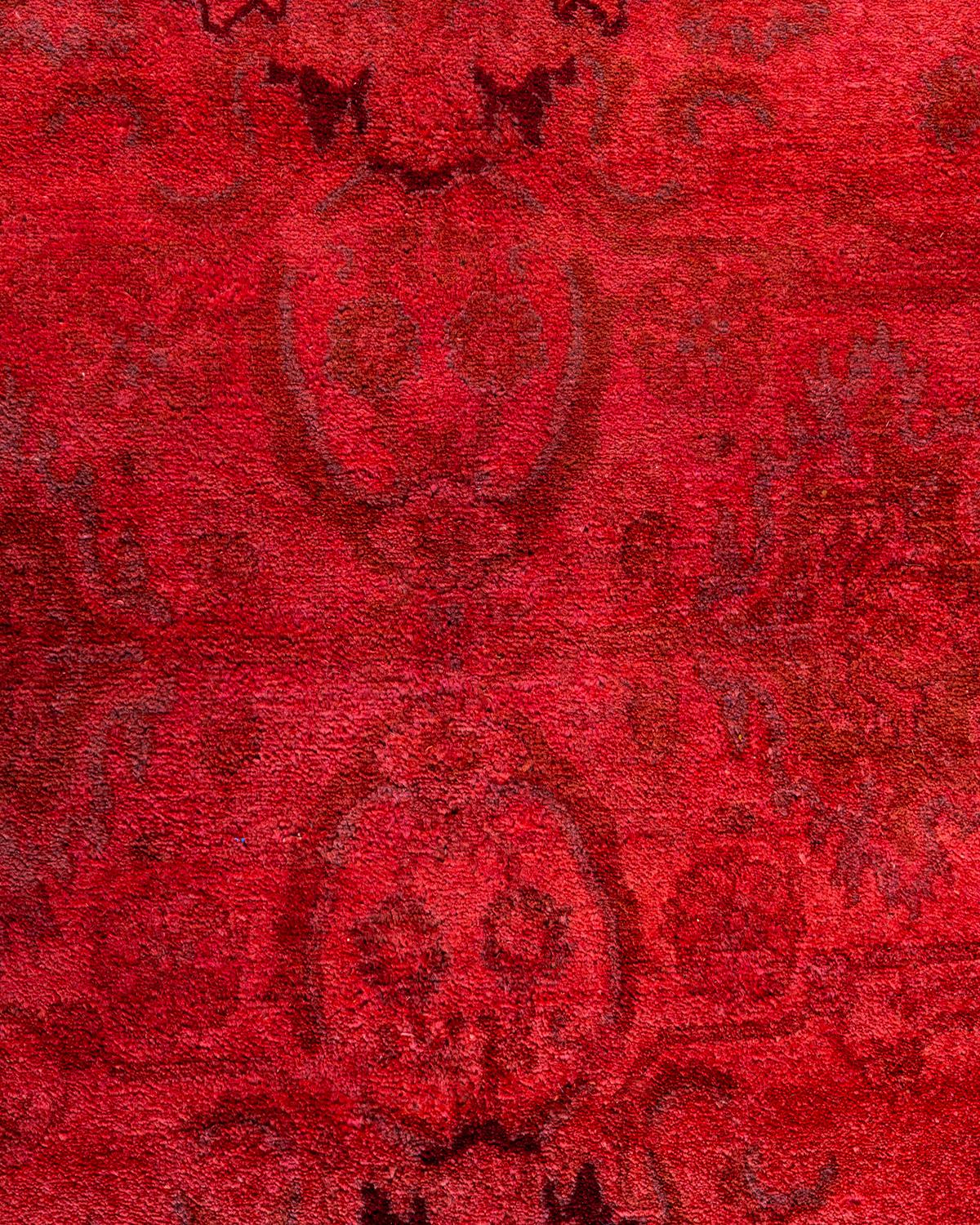Pakistanais Contemporary Overdyed Hand Knotsted Wool Pink Area Rug 4' 8