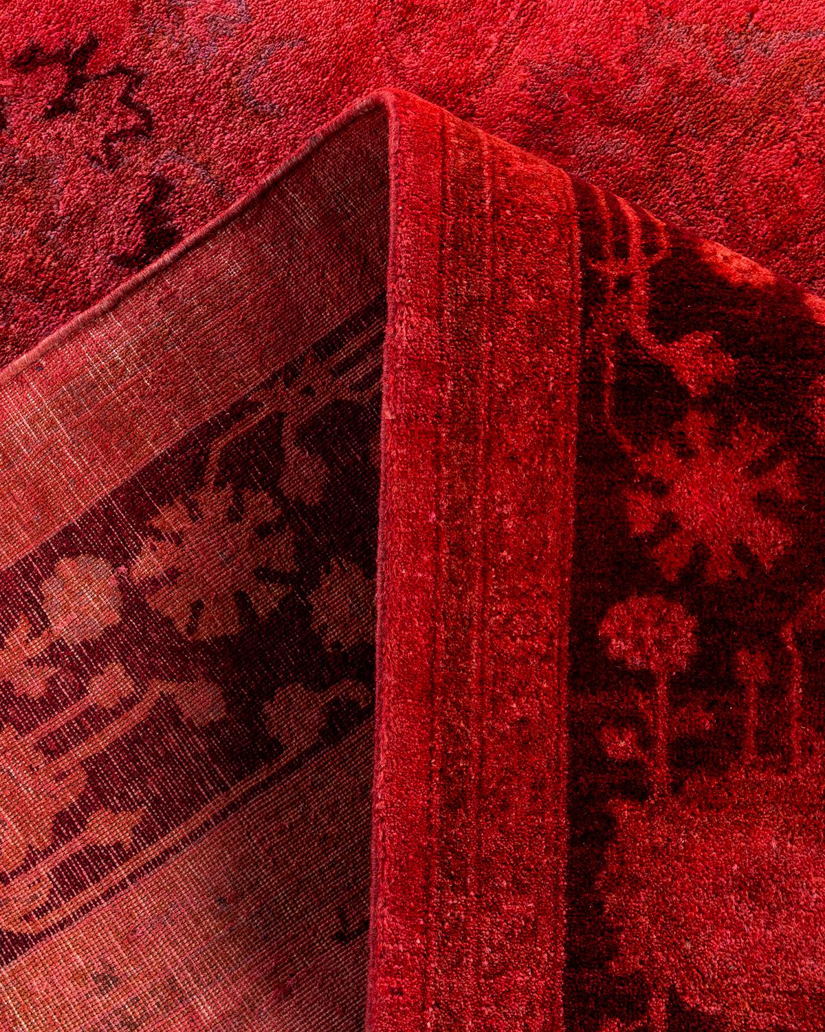 Laine Contemporary Overdyed Hand Knotsted Wool Pink Area Rug 4' 8