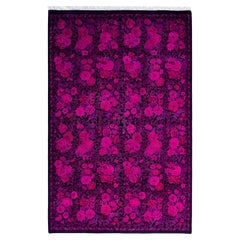 Contemporary Overdyed Hand Knotted Wool Pink Area Rug 4' 9" x 7' 2"