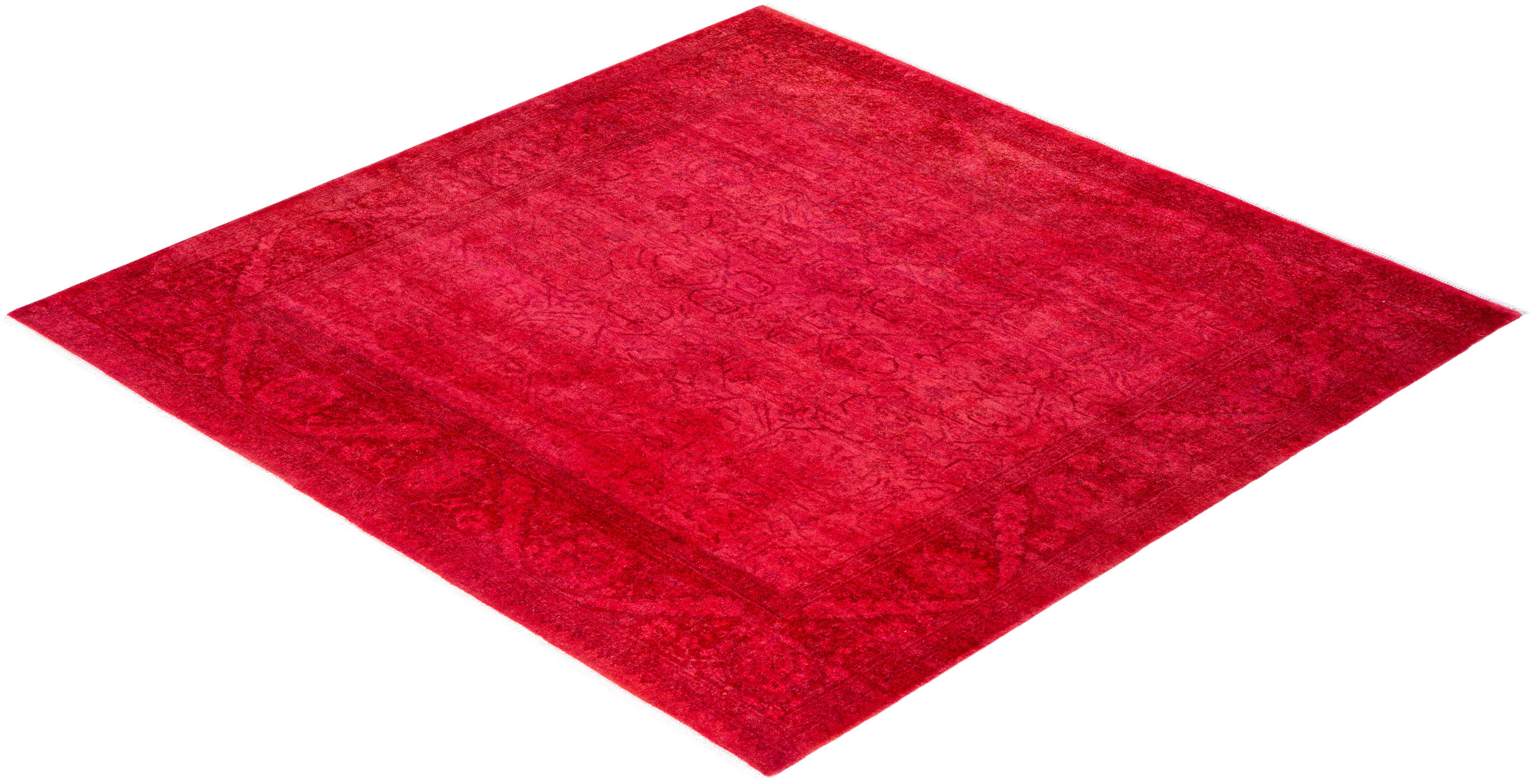 Alfombra de lana teñida a mano contemporánea rosa 1,70 x 1,70 cm en venta 2