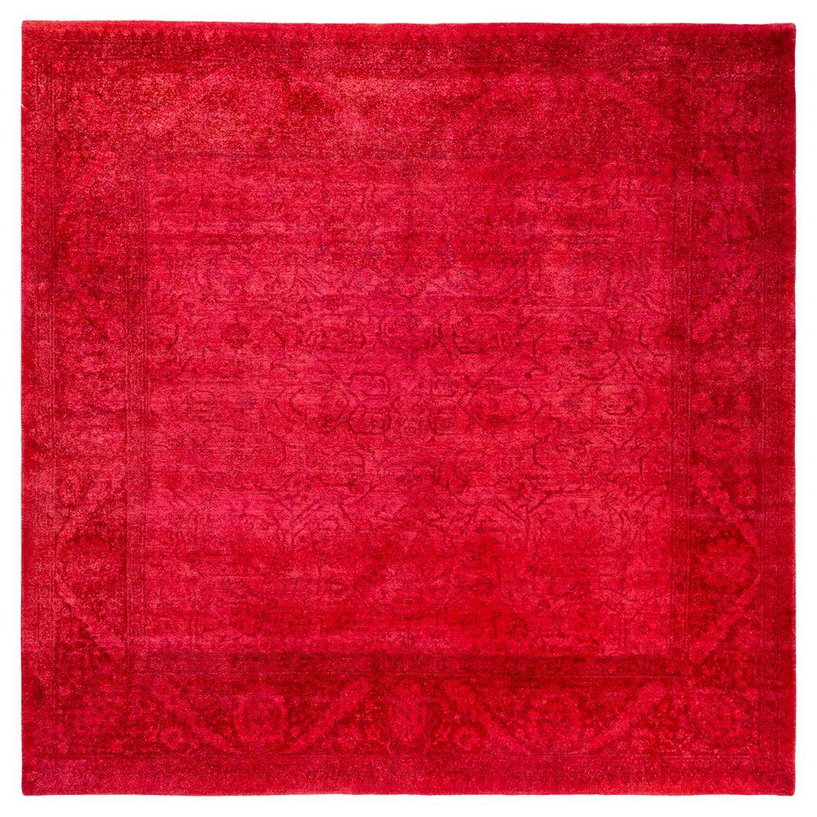 Alfombra de lana teñida a mano contemporánea rosa 1,70 x 1,70 cm en venta