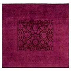 Contemporary Overdyed Hand Knotted Wool Pink Area Rug 5
 10" x 6
 2"