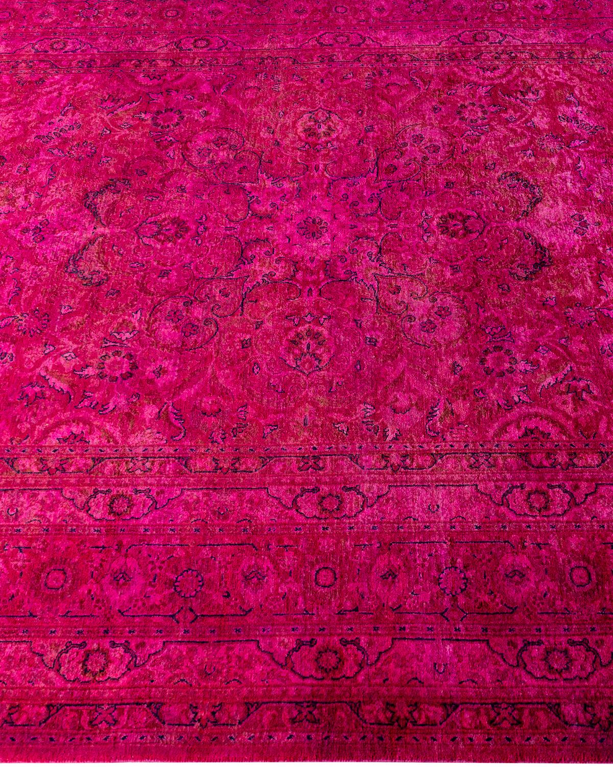 Contemporary Overdyed Hand Knotted Wool Pink Area Rug 5' 10