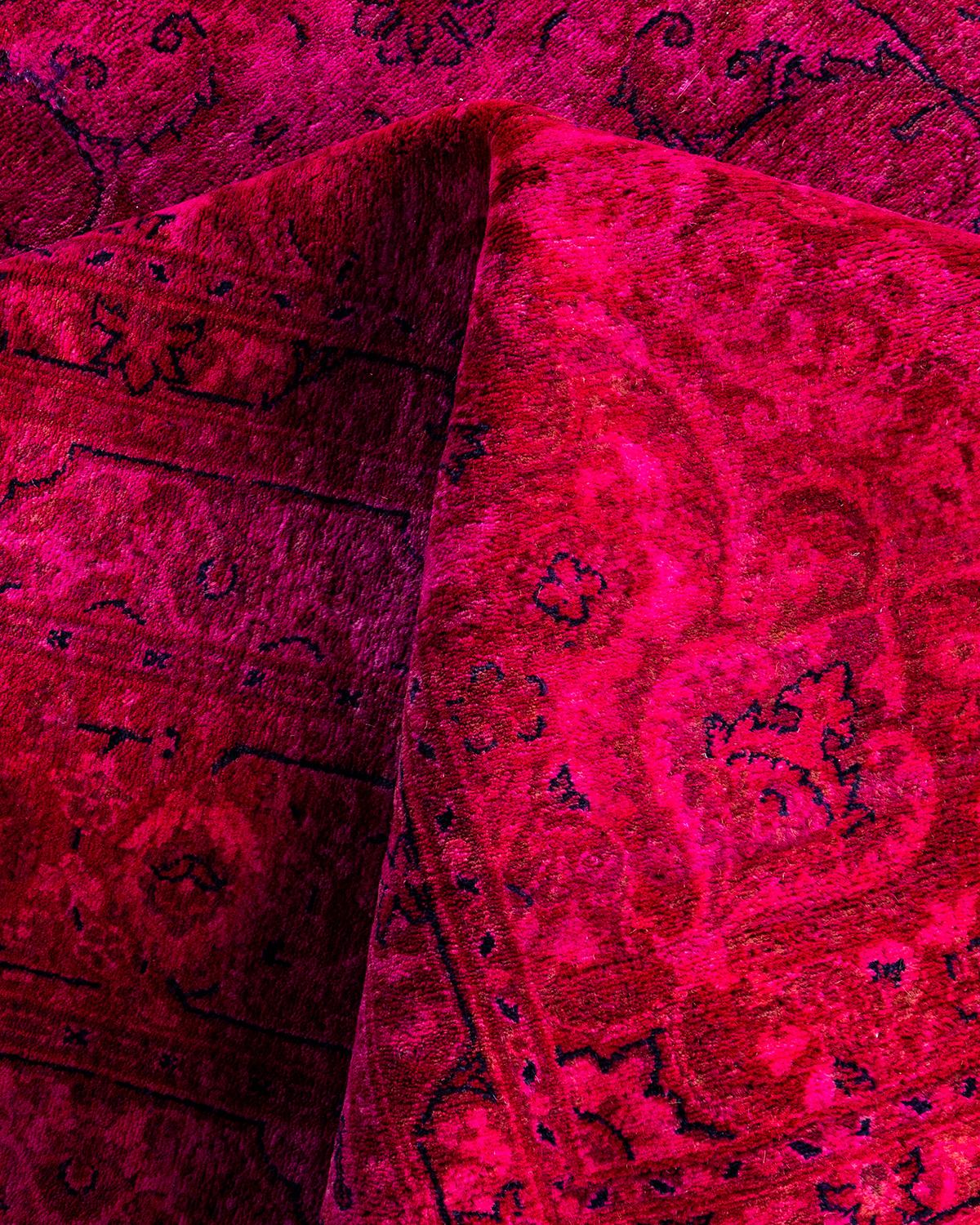 Contemporary Overdyed Hand Knotted Wool Pink Area Rug 5' 10