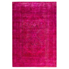 Contemporary Overdyed Hand Knotted Wool Pink Area Rug 5' 10" x 8' 8"